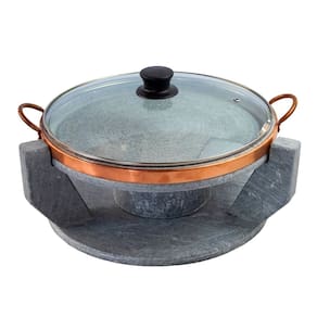 Churrasqueira Pedra Sabão Grelha Funda Tampa de Vidro P 26cm