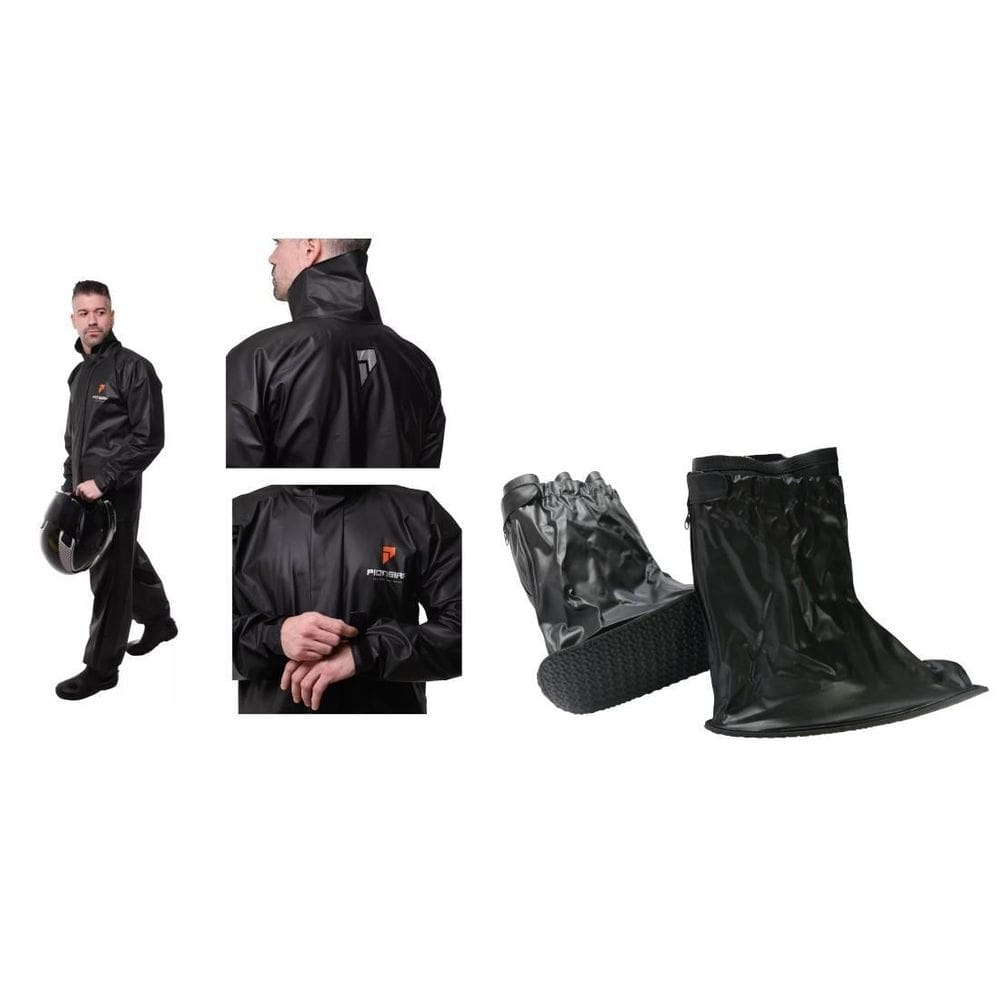 Capa de chuva pioneira pvc combate + par polainas tamanho g