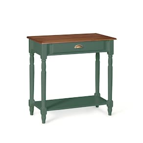 Bancada Aparador Mini Lavabo 1 Gaveta e Prateleira Linz Móveis - Verde Musgo/Imbuia Glazer