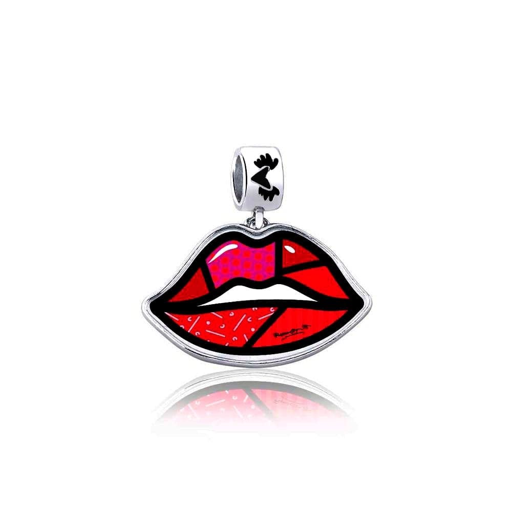 Pingente Boca Em Prata Com Ródio Branco