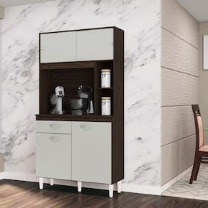 Armário para Cozinha Ambiente Kit Duda 90 cm Chocolate Off White – Poquema