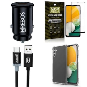 Kit capinha a13 5g + carregador turbo veicular + película