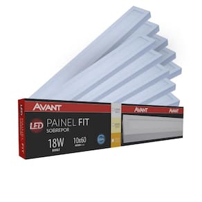 Painel Led Avant Retangular 18w 10x60cm Sobrepor 6500k 5 Un.