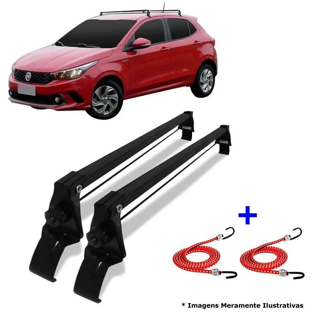 Rack de teto fiat argo cronos 18 a 2021 + 2 elástico carga