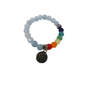 Pulseira com de 8 mm pedra angelita com chacras -zp7