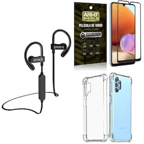 Capinha samsung a32 4g + fone bluetooth hs188 + película 3d