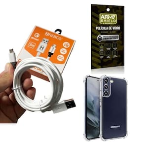 Capinha samsung s22 plus com cabo turbo e película de vidro