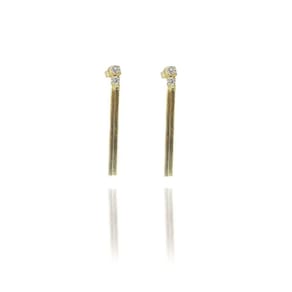 Brinco De Fita Com Zircônia Folheado A Ouro 18K