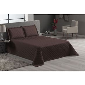 Cobre leito para cama casal queen 4 peças matelado marrom