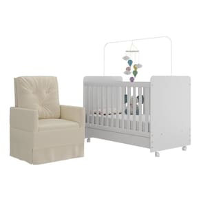 Berço Americano 3x1 Colchão Poltrona Mp4089 Branco/bege