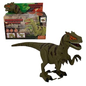 Dinossauro infantil plástico divertido som e luz a pilha toy