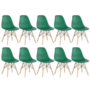 Kit 10 Cadeiras Charles Eames Eiffel Dsw Com Pés De Madeira Clara Verde Escuro
