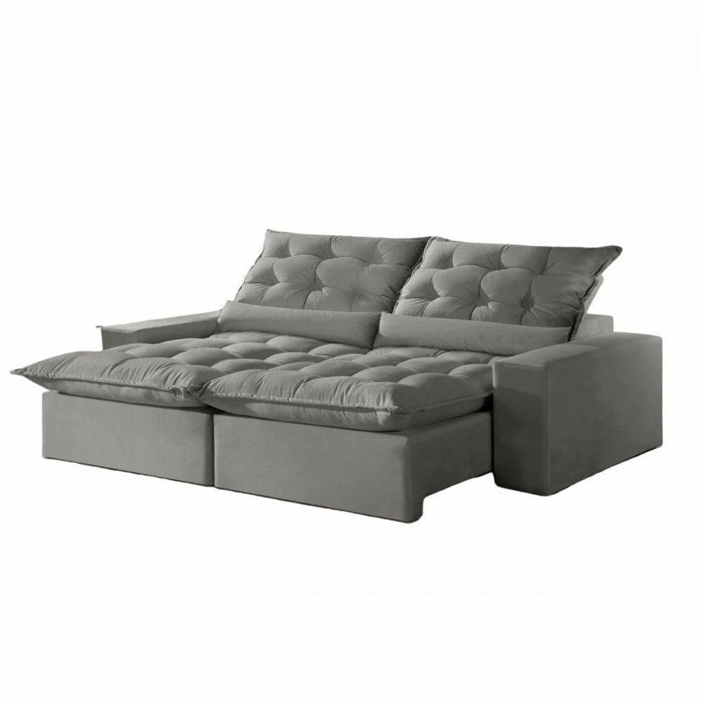 Sofá Retrátil Reclinável 2.10 M Veludo Jolie Cappuccino Montano Cappuccino