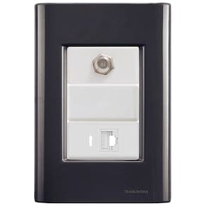 Cj Tomadas Rj45 Ethernet + Tv Coaxial Giz Grafite Tramontina Completo Pronto Tramontina
