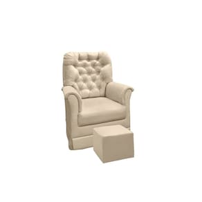 Poltrona de Amamentação Com Balanço + Puff Agatha Suede Bege - Phoenix Baby