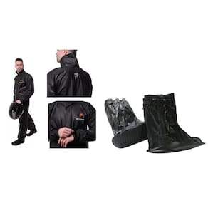 Capa de chuva pioneira pvc combate + par polainas tamanho m