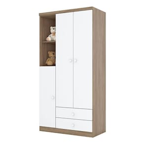Guarda Roupa Infantil Bala de Menta Rústico Branco – Henn