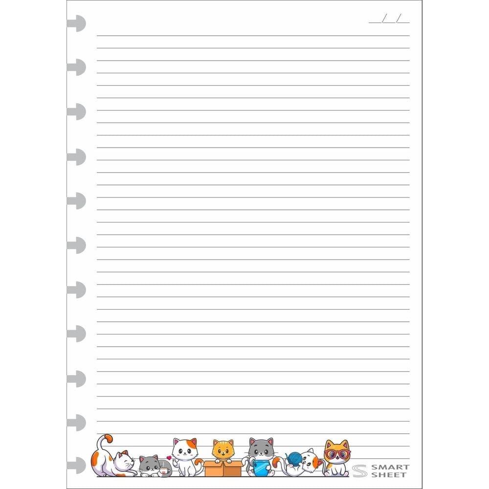 Refil Caderno Inteligente 90G G 11 Furos Gatinhos 100 Folhas