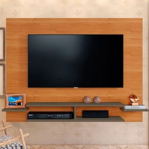 Painel Vitoria Em Mdp Com 2 Prateleiras Mavaular Naturalle/platinum