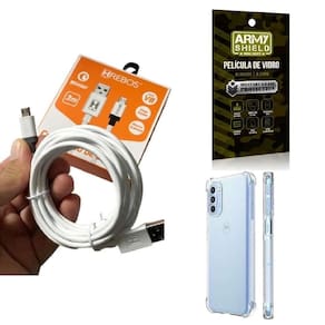 Kit capinha motorola g42 com cabo turbo e película de vidro