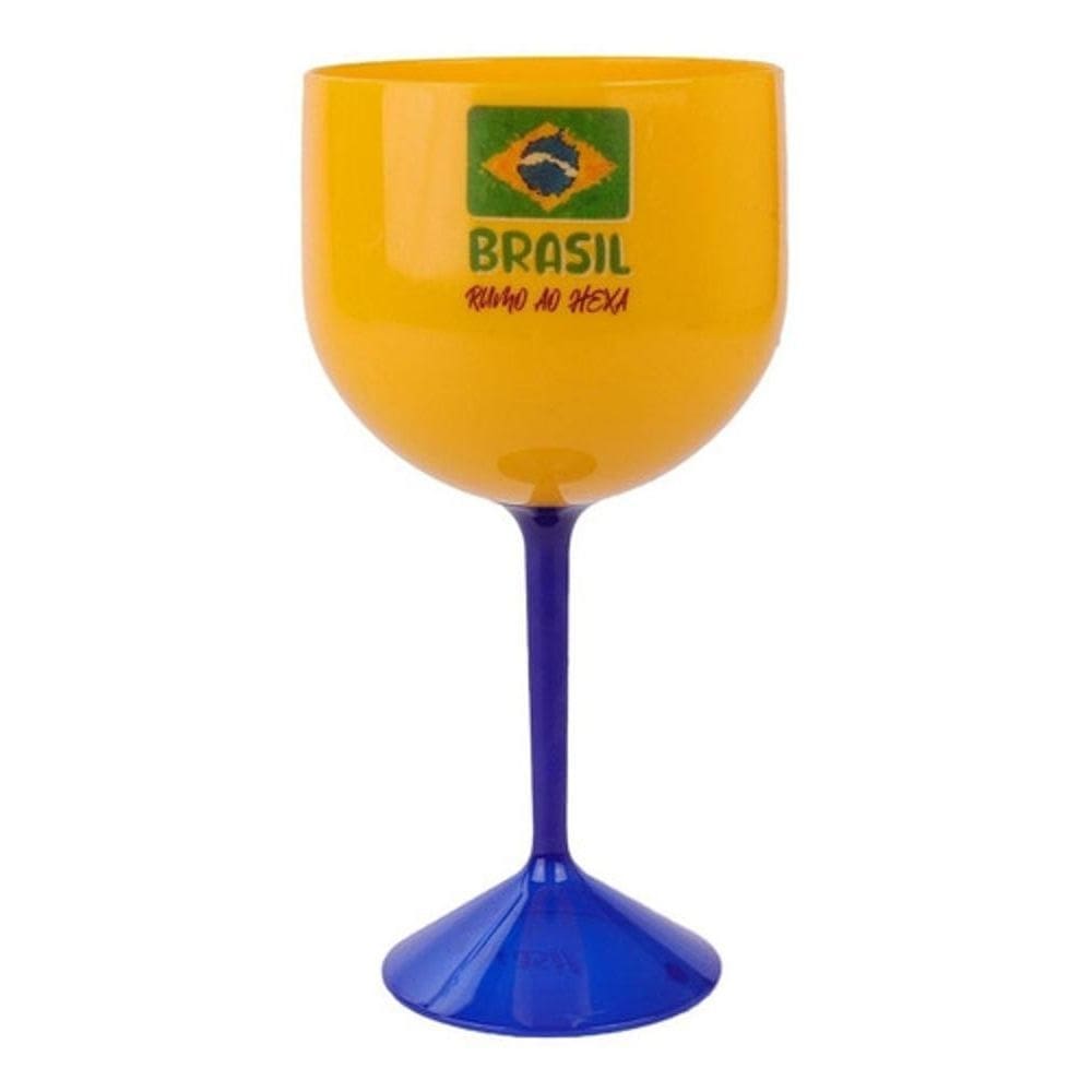 Taça gin drink plástico brasil copa mundo hexa 540ml
