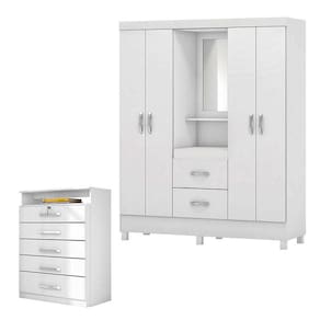 Cômoda Triunfo e Guarda Roupa Casal Lord Branco Flex - Demóbile