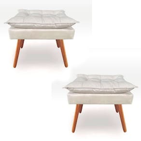 Kit 2 puff puf opala suede bege off white alta linha