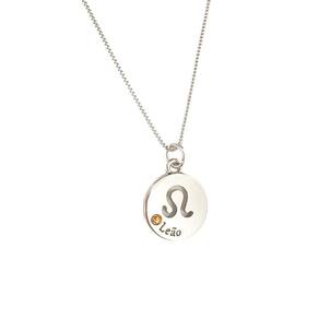Colar signos corrente 55/60-banhado platina - leao