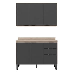 Cozinha Modulada Firenze FI0010 Avena Grafito - Demóbile