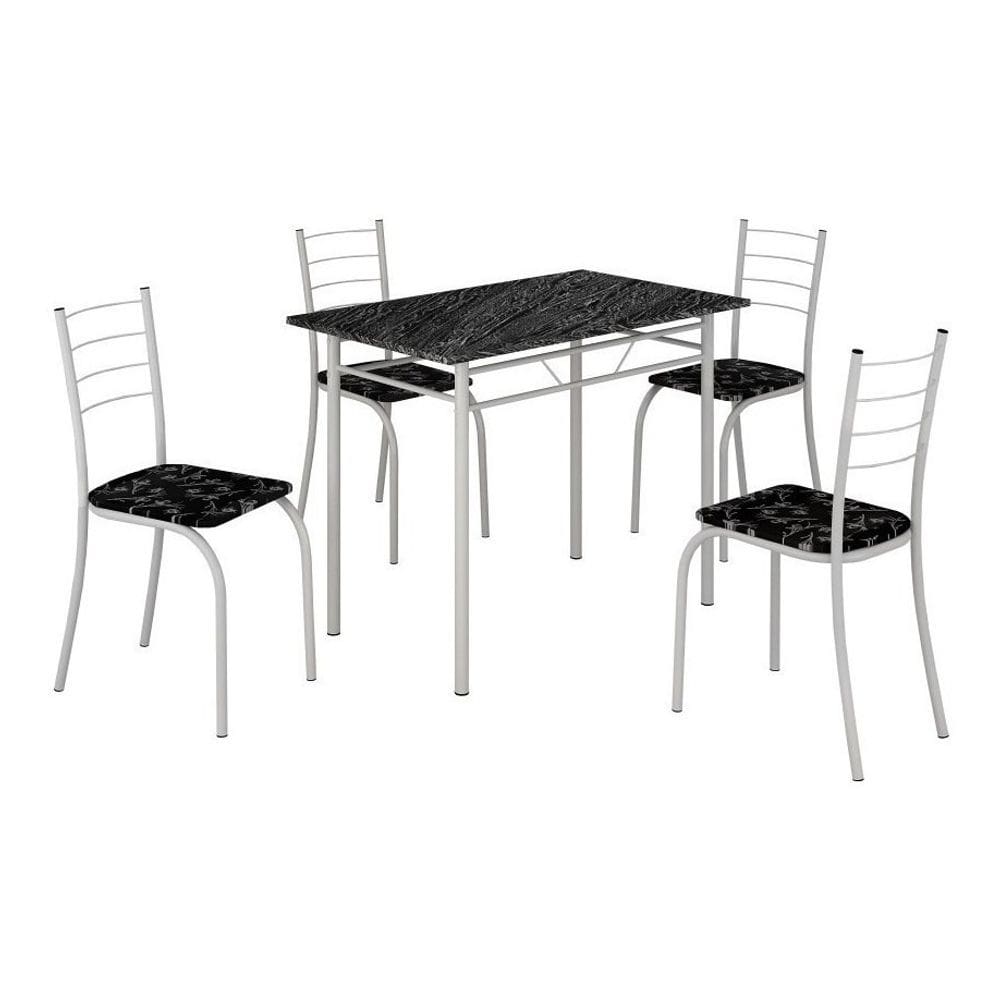 Conjunto Mesa C/4 Cadeiras Para Cozinha Rio Teixeira Branca