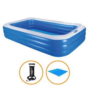 Piscina Inflável Retangular Azul 1.500 Litros Pvc com Bomba e Forro Vg+