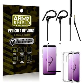 Capa + película 3d samsungs9plus + fone sport hs95
