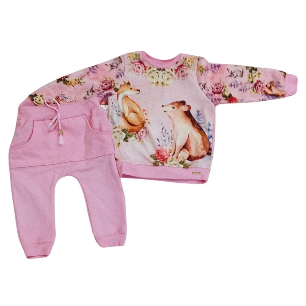 Conjunto moleton fem Quebra Cabeça rosa