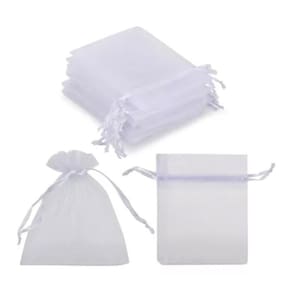 Kit 100 Unid Sacos Organza 7X9 Branco Tule Festa Lembrança