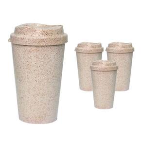 Kit 4 copos mug fibra madeira greencolors palha 320ml