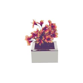 Vaso grande centro de mesa plantas espelho prata