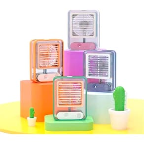 Mini vent. umidificador 3 vel. silencioso recarregável