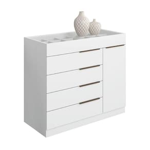 Cômoda 5 Gavetas Com Porta Joias Organizador Tampo De Vidro Sevilha Aramóveis Branco