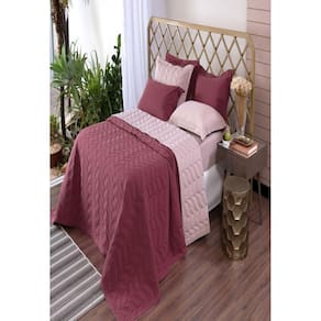 Kit cobre leito santorini queen 3 peças cereja rose