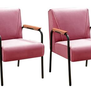 Kit 2 Poltronas Decorativas Jade Braços Fixo Rosa