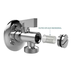 Torneira metal filtro maquina lavar 1/2 x 3/4 blukit