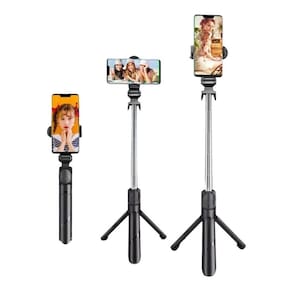 Bastão pau selfie tripe controle bluetooth retrátil celular
