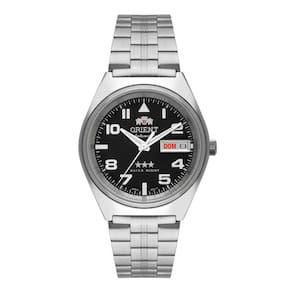 Relógio masculino orient prata automático classic 3 estrelas