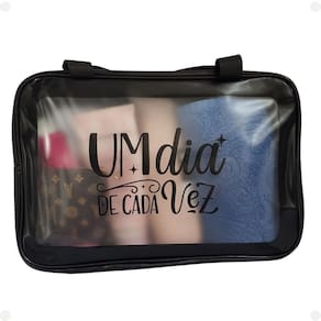 Bolsinha De Mão Com Alça Moderna Preto Básica Com Zíper