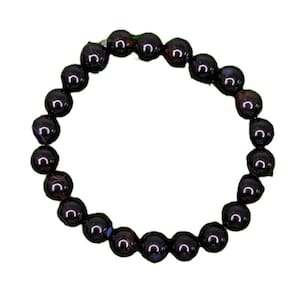 Pulseira pedra agata negra 8 mm para equilíbrio e proteção