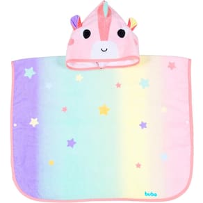 Toalha Poncho Buba Com Capuz Zoo Unicórnio Rosa