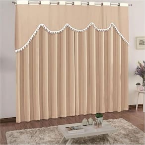 Cortina classic varão em malha 3,00mx2,50m sala quarto palha