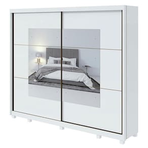 Guarda Roupa Casal Toronto Plus Branco Brilho com Espelho e Pés - Lopas