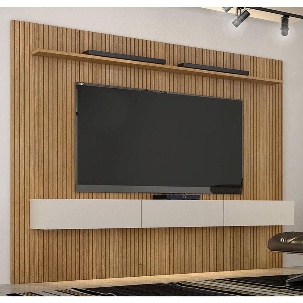 Home Suspenso Frisado Ambiente Curitiba 2240 com Nicho Cinamomo Off White - Valdemóveis