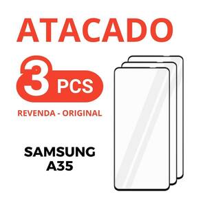 Kit 3 película de vidro temperado 3d samsung a35 +